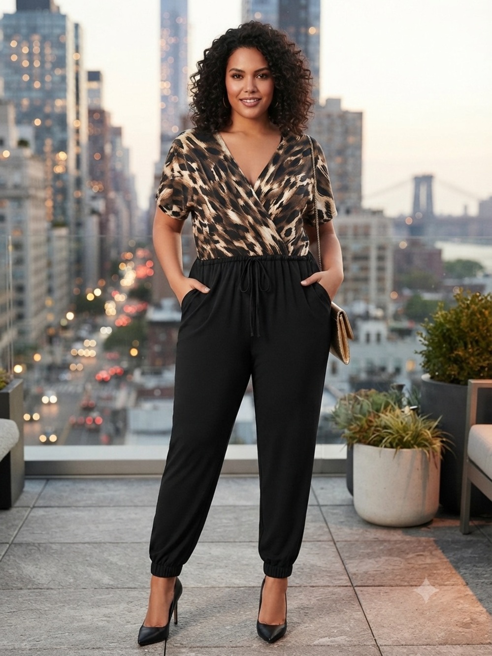 Kardashian Kollection Leopard Print Jumpsuit
